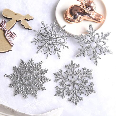 Glitter Snowflake Ornaments, Black Snowflakes Halloween Christmas 40pcs Hanging Decorations for Xmas,Holiday and Party in Saudi Arabia