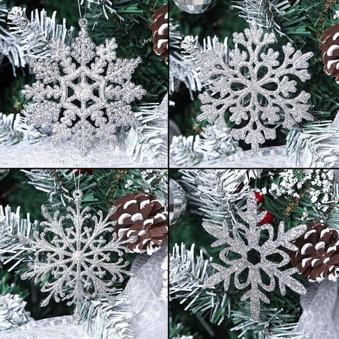 Glitter Snowflake Ornaments, Black Snowflakes Halloween Christmas 40pcs Hanging Decorations for Xmas,Holiday and Party in Saudi Arabia
