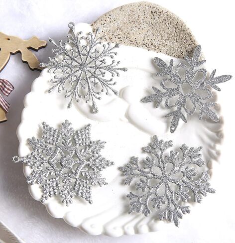 Glitter Snowflake Ornaments, Black Snowflakes Halloween Christmas 40pcs Hanging Decorations for Xmas,Holiday and Party in Saudi Arabia