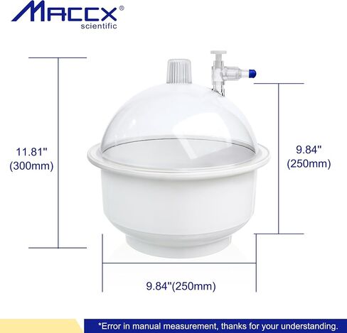Thickened PC Vacuum Desiccator, Dia.250mm Lab Vacuum Dryer with Stopcock and O-Ring for Vacuum Storage, Inert Gas Vacuum Storage, Vacuum Drying, DESP250-002 in Saudi Arabia