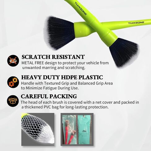 Car Detailing Brush Set, 2PC Ultra Soft Detailing Brush with Comfortable Grip and Soft Brush Head for Cleaning Panels, Air Vent, Leather and More (Black) in Saudi Arabia