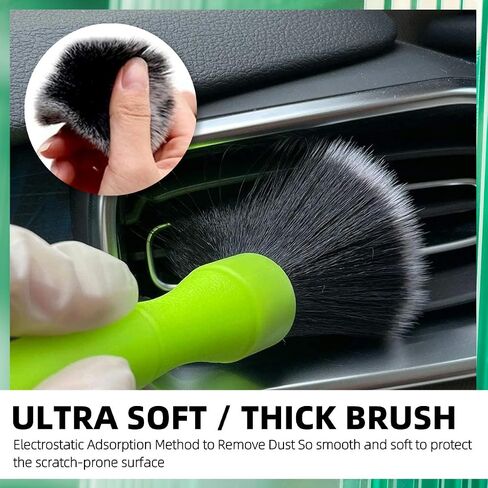 Car Detailing Brush Set, 2PC Ultra Soft Detailing Brush with Comfortable Grip and Soft Brush Head for Cleaning Panels, Air Vent, Leather and More (Black) in Saudi Arabia