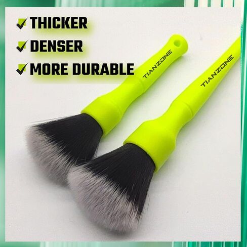 Car Detailing Brush Set, 2PC Ultra Soft Detailing Brush with Comfortable Grip and Soft Brush Head for Cleaning Panels, Air Vent, Leather and More (Black) in Saudi Arabia