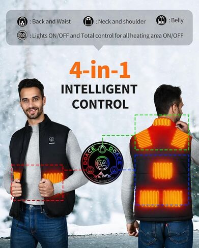 سترة DOACE المُدفأة (أسود، XL) مع بطارية مطورة بقدرة 10000 مللي أمبير في الساعة in Kuwait