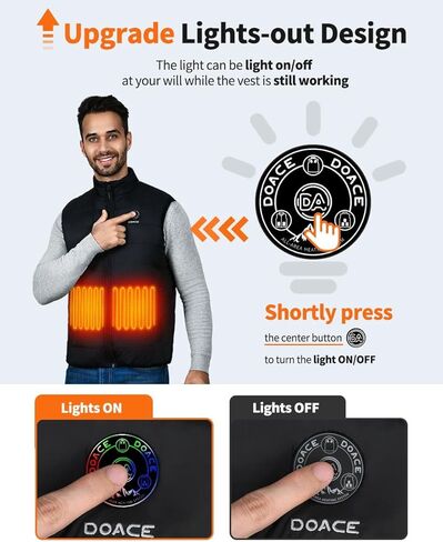 سترة DOACE المُدفأة (أسود، XL) مع بطارية مطورة بقدرة 10000 مللي أمبير في الساعة in Kuwait