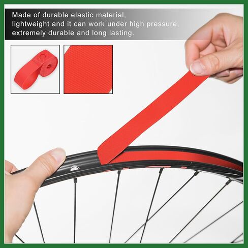 Motoforti 700C 27" Bike Bicycle Wheel Rim Strip Rim Tape Liner Inner Tube Protection Band PVC Red Pair Long-Lasting in Kuwait
