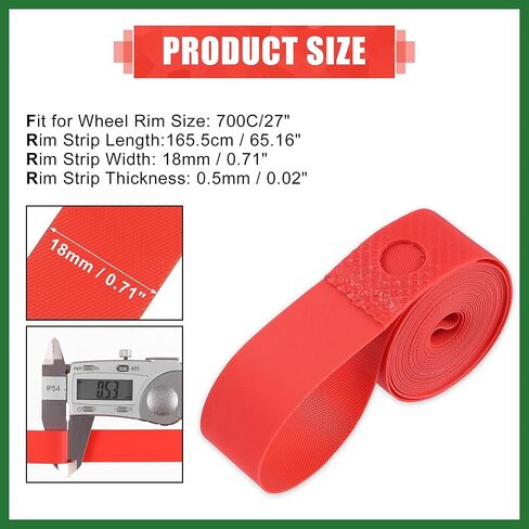 Motoforti 700C 27" Bike Bicycle Wheel Rim Strip Rim Tape Liner Inner Tube Protection Band PVC Red Pair Long-Lasting in Kuwait