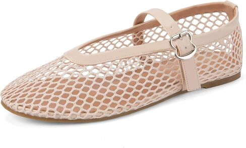 Mesh Ballet Flats for Women Mary Jane Flats with Straps Round Toe Buckle Slip on Sandals Comfy Daily Casual Ballerina Shoes in Saudi Arabia