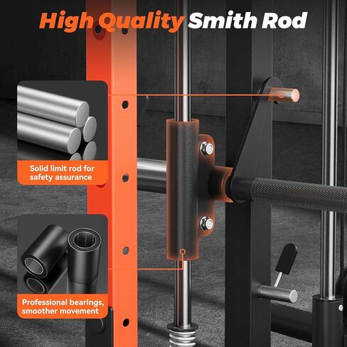 FEIERDUN Smit Machine Power Cage FOR01، حامل القرفصاء لصالة الألعاب الرياضية المنزلية الكل في واحد مع قضيب حديد وقضيب حد صلب واثنين من أنظمة السحب LAT وآلة كروس الكابل لصالة الألعاب الرياضية المنزلية in Kuwait