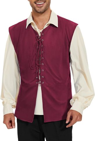 American Trends Renaissance Costume Men Pirate Vest Renaissance Viking Steampunk Halloween Medieval Costume Men in Saudi Arabia