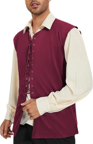 American Trends Renaissance Costume Men Pirate Vest Renaissance Viking Steampunk Halloween Medieval Costume Men in Saudi Arabia