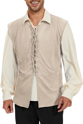 American Trends Renaissance Costume Men Pirate Vest Renaissance Viking Steampunk Halloween Medieval Costume Men in Saudi Arabia