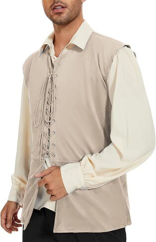 American Trends Renaissance Costume Men Pirate Vest Renaissance Viking Steampunk Halloween Medieval Costume Men in Saudi Arabia