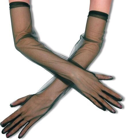 CASDRE Long Tulle Gloves Elbow Length Bridal Arm Sleeves Prom Halloween Costume Sheer Gloves for Women in Kuwait