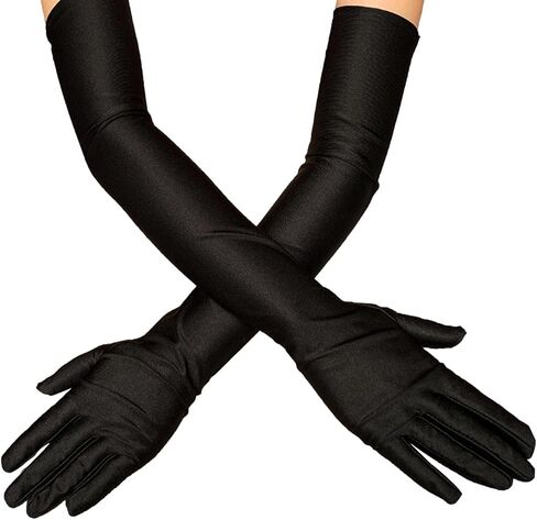 Women 20s Satin Gloves 1920s Opera Long Classic Stretchy Glove Costume for Halloween Wedding Banquet Bride Women Party in Saudi Arabia