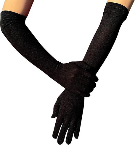 Women 20s Satin Gloves 1920s Opera Long Classic Stretchy Glove Costume for Halloween Wedding Banquet Bride Women Party in Saudi Arabia
