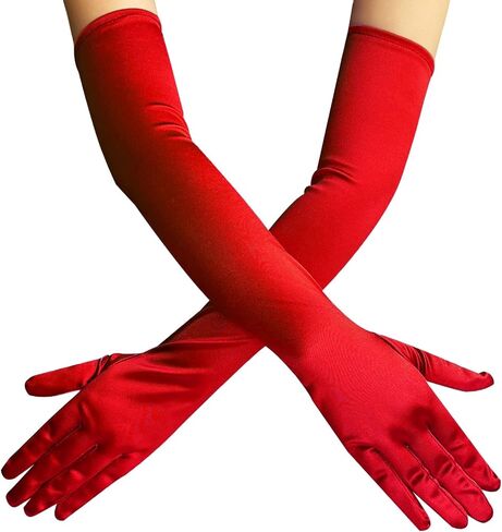 Women 20s Satin Gloves 1920s Opera Long Classic Stretchy Glove Costume for Halloween Wedding Banquet Bride Women Party in Saudi Arabia