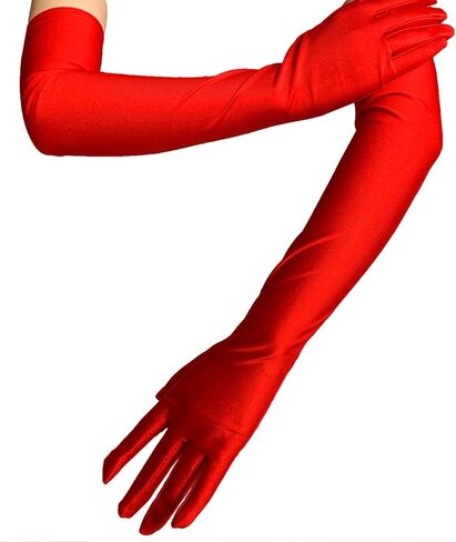 Women 20s Satin Gloves 1920s Opera Long Classic Stretchy Glove Costume for Halloween Wedding Banquet Bride Women Party in Saudi Arabia