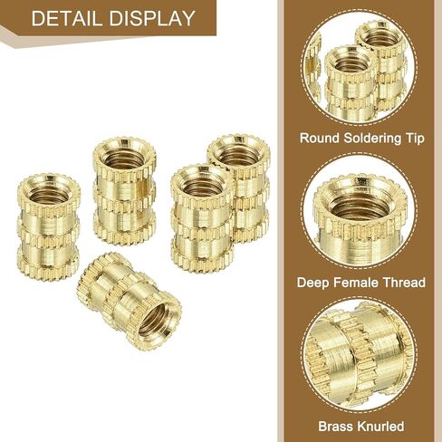 uxcell 200Pcs M5x10x7mm Knurled Insert Nut, Brass Double-Pass Insert Embedment Nuts 3D Printing Brass Nuts for 3D Printing Parts Laptop Automotive Plastic Shell in Saudi Arabia