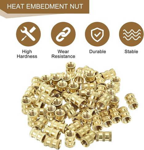 uxcell 200Pcs M5x10x7mm Knurled Insert Nut, Brass Double-Pass Insert Embedment Nuts 3D Printing Brass Nuts for 3D Printing Parts Laptop Automotive Plastic Shell in Saudi Arabia