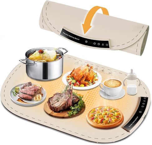 Electric Warming Tray, Thermochromic Fast Heating Warming Mat for Food with 8 Temperature Settings, Auto Shut-Off & Child-Lock, Portable Silicone Food Warmer for Buffet, Parties, Everyday Use in Saudi Arabia