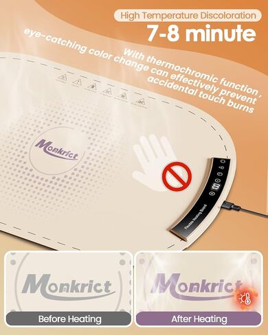 Electric Warming Tray, Thermochromic Fast Heating Warming Mat for Food with 8 Temperature Settings, Auto Shut-Off & Child-Lock, Portable Silicone Food Warmer for Buffet, Parties, Everyday Use in Saudi Arabia