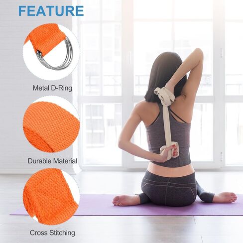 PATIKIL Yoga Strap for Stretching Cotton Yoga Belt with Adjustable Metal D-Ring Buckle Stretch Bands for Fitness Pilates in Saudi Arabia