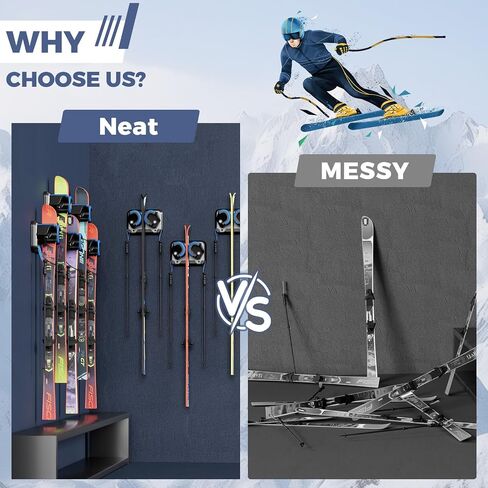 Snowboard, Ski, and Skateboard Wall Mount Rack – Multi-Purpose Garage Wall Storage Holder | Space-Saving Clamp Organizer for Skate Decks, Hockey Sticks, Ski Poles, Shovels, and More-Blue in Saudi Arabia