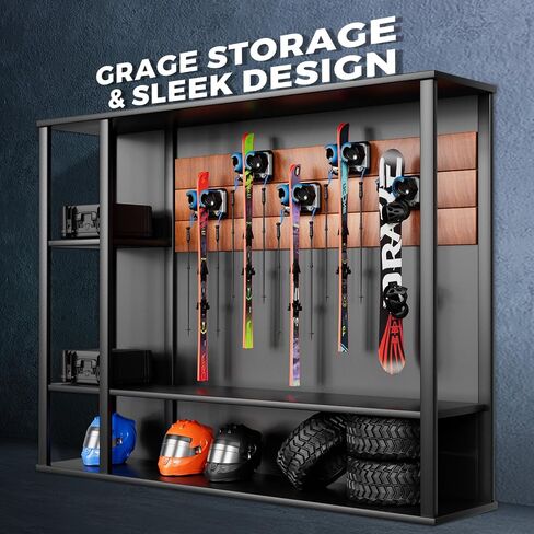 Snowboard, Ski, and Skateboard Wall Mount Rack – Multi-Purpose Garage Wall Storage Holder | Space-Saving Clamp Organizer for Skate Decks, Hockey Sticks, Ski Poles, Shovels, and More-Blue in Saudi Arabia