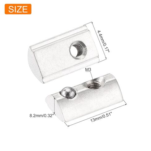 uxcell 50Pcs M4 T Spring Nut Fastener Carbon Steel Nickel Plated Half Round Roll in Spring T Slot Nut for t-Slot Aluminum Profile 3D Printer, CNC Router 2020 Series in Saudi Arabia