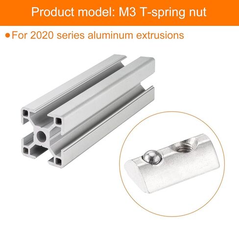 uxcell 50Pcs M4 T Spring Nut Fastener Carbon Steel Nickel Plated Half Round Roll in Spring T Slot Nut for t-Slot Aluminum Profile 3D Printer, CNC Router 2020 Series in Saudi Arabia