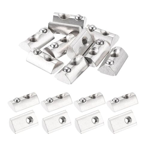 uxcell 50Pcs M4 T Spring Nut Fastener Carbon Steel Nickel Plated Half Round Roll in Spring T Slot Nut for t-Slot Aluminum Profile 3D Printer, CNC Router 2020 Series in Saudi Arabia