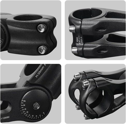 Adjustable Bike Stem, ±85° Angle, Black, Available in 90mm, 110mm, 145mm Lengths - Perfect for Road and Mountain Bikes in Saudi Arabia
