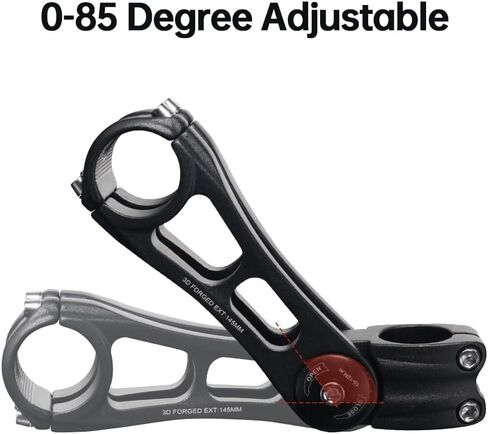 Adjustable Bike Stem, ±85° Angle, Black, Available in 90mm, 110mm, 145mm Lengths - Perfect for Road and Mountain Bikes in Saudi Arabia