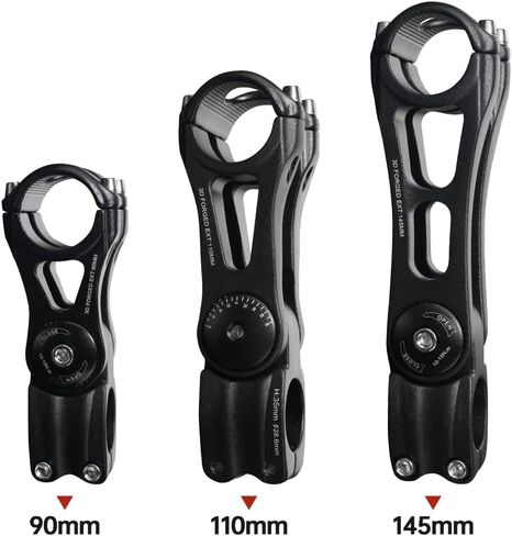 Adjustable Bike Stem, ±85° Angle, Black, Available in 90mm, 110mm, 145mm Lengths - Perfect for Road and Mountain Bikes in Saudi Arabia
