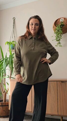 RITERA Plus Size Womens Waffle Knit Tops V Neck Henley Shirts Button up Blouse Long Sleeve Long Tunic Top in Kuwait