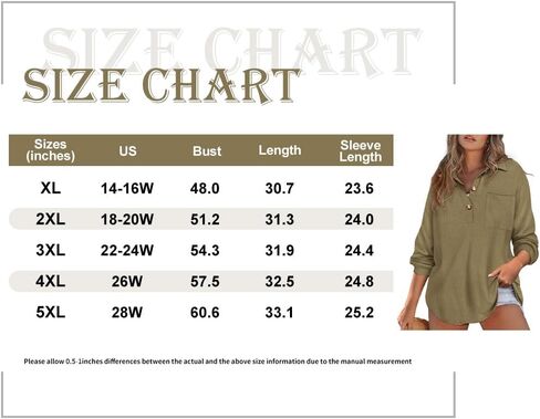RITERA Plus Size Womens Waffle Knit Tops V Neck Henley Shirts Button up Blouse Long Sleeve Long Tunic Top in Kuwait