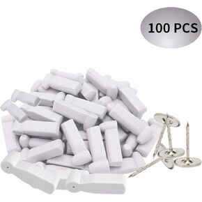100 PCS Retail Anti-Lost Hard Tag Security EAS Hard Tags for Clothe with Pins Compatible with 58Khz Checkpoint System(White Color)