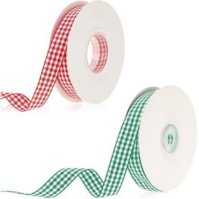 2 Rolls of Black and White Gingham Ribbon + Red and White Buffalo Check Ribbon, 24 Yards 3/5"Party Craft Decoration Ribbon, for Crafts Decorations Box Wrapping Picnic Hair Accessories (Color A)