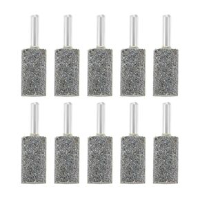 dophee 10Pcs 16mm Cylindrical Shape Aluminum Oxide Mounted Grinding Stones Rotary Grinding Bits with 1/4" Shank for Electric Rotary Tools Drill Grinder