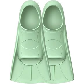 5in1 Soft Silicone Swim Training Fins Set for Lap Swimming with Earplugs Noseclip Phone Pouch and Travel Mesh Bag, Short Blade Floating Flippers for Adult Men Women