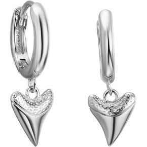 CAITLYNMINIMALIST 18K Gold Sterling Silver Shark Tooth Huggies Small Hoop Earrings for Women Gift for Her