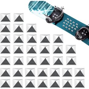 36Pcs Snowboard Stomp Pad Pyramid Studs Anti Slip Metal Stomp Pad Snowboard Step Pad Snowboard Foot Grip Self Adhesive Snow Board Mat Provides Extra Grip for Men Women Winter Snowboarding Ski Skiing