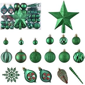 ILLUMINEW 100Pcs Christmas Ornaments Set, Shatterproof Christmas Ball Ornaments, Xmas Seasonal Decorative Assorted Baubles Pendants for Christmas Tree Party Holiday Indoor Decor (100Pcs Black-2024)