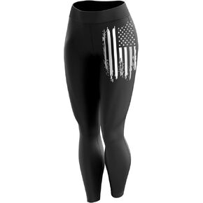 American Flag Leggings for Women | Decorated in The USA | 100% Cotton Yoga Waistband Leggings