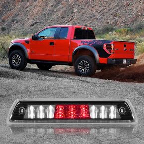 3rd Third Brake Light LED Compatible with 2009 2010 2011 2012 2013 2014 Ford F150 High Mount Stop Third Center Cargo Rear Brake Light Bar Taillight Two Rows (Red)