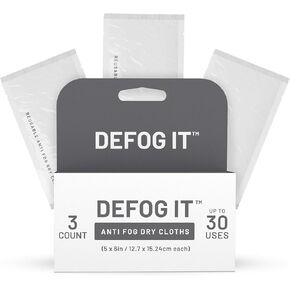 DEFOG IT Reusable Anti Fog Dry Cloths 3-Pack (30 Uses Total), Eyeglasses, Lenses, Goggles, Face Shield, Phone Screen, Exhale Moisture Activation, No Streaks, Silicone-Free, Professional Grade