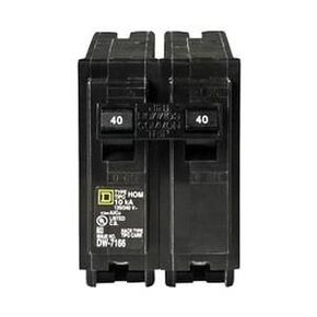 Square D HOM240 Plug-In Mount Standard Miniature Circuit Breaker 2-Pole 40 Amp 120/240 Volt AC Homeline