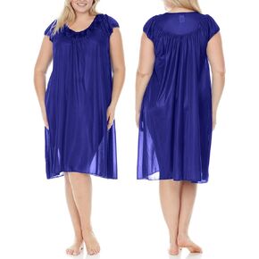 Ezi Satin Nightgowns for Women - Soft & Breathable Knee-Length Night Gowns - Adult Womens Nightgown M - Plus Size