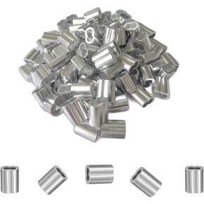 1/8 Inch (3mm) Aluminum Crimping Loop Sleeve 150pcs Ferrule Crimping Tool Wire Rope Crimping Tool Aluminum Wire Rope Sleeve Cable Crimps Rope Crimping Cable Ferrule